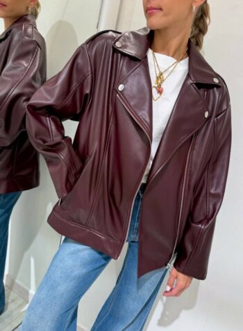 Shop Online Chiodo oversize in ecopelle bordeaux HaveOne