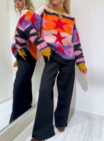 Shop Online Maglione rosa e viola con stella The Loom Archive