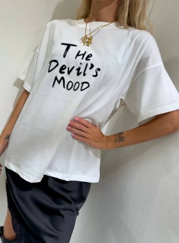 Shop Online T-shirt oversize bianca scritta velluto Vicolo