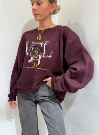 Shop Online Felpa oversize bordeaux VCL bassotto Vicolo