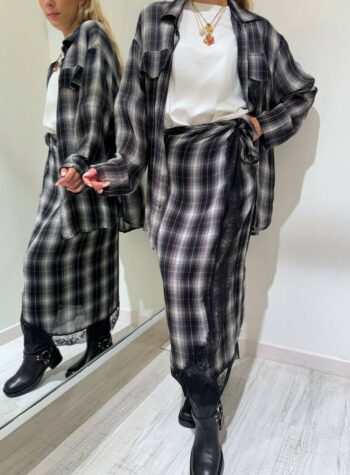 Shop Online Gonna portafoglio check nera con pizzo HaveOne