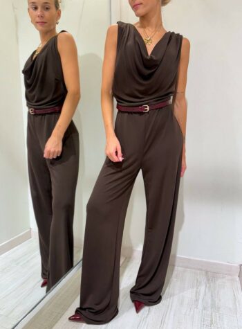 Shop Online Tuta lunga elasticizzata scollo gronda moro Vicolo