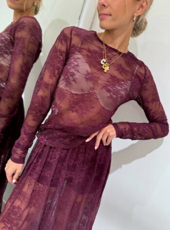 Shop Online Maglia in pizzo burgundi Kontatto