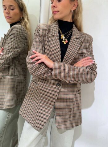Shop Online Blazer un bottone pied de poule beige HaveOne