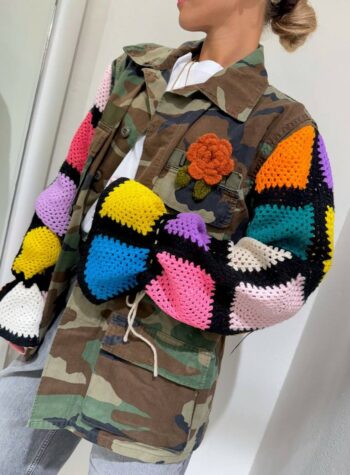 Shop Online Camicia camouflage con maniche crochet colorate Susy Mix