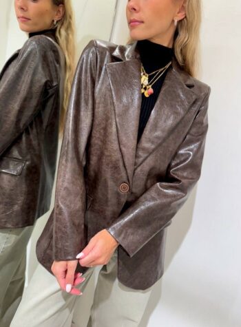 Shop Online Giacca in ecopelle moro un bottone HaveOne