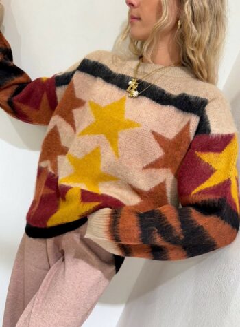 Shop Online Maglione ruggine e beige con stella The Loom Archive