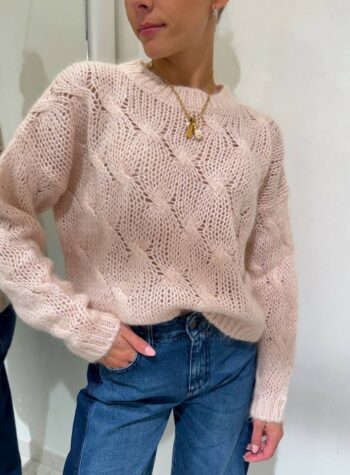 Shop Online Maglione girocollo con trecce rosa pastello Kontatto