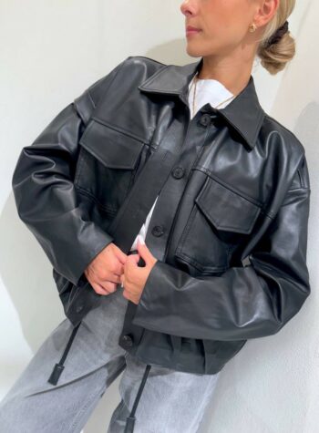 Shop Online Bomber giacca in vera pelle nera Vicolo