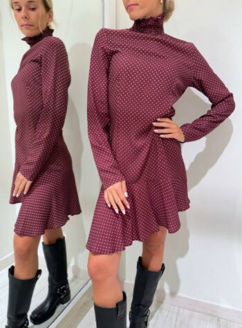 Shop Online Vestito corto Astrid pois bordeaux Mar De Margaritas