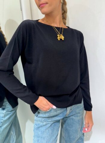 Shop Online Maglia nera con spacchi laterali Kontatto