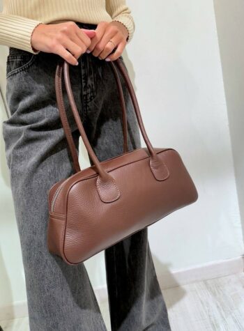 Shop Online Borsa baguette in vera pelle moro