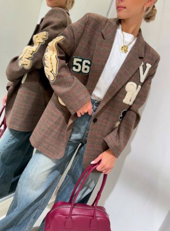 Shop Online Blazer oversize check moro con patch Vicolo