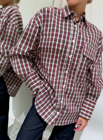 Shop Online Camicia check in cotone rossa e verde Vicolo