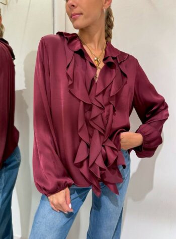 Shop Online Camicia scollo v ciliegia con rouches HaveOne