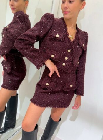 Shop Online Completo Marsciano bordeaux in tweed Odì Odì