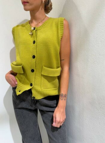 Shop Online Gilet in maglia olio con tasche Vicolo