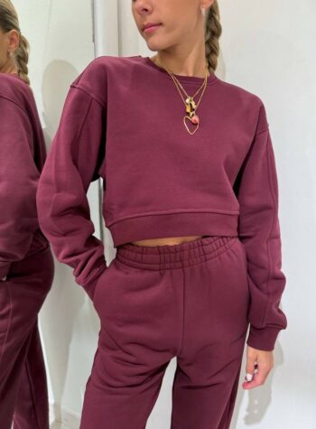 Shop Online Felpa corta paricollo bordeaux Hinnominate