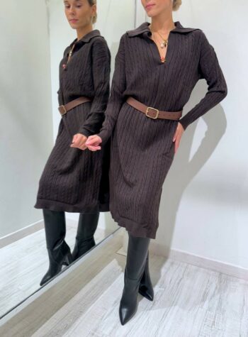 Shop Online Vestito polo midi con trecce moro Annarita N