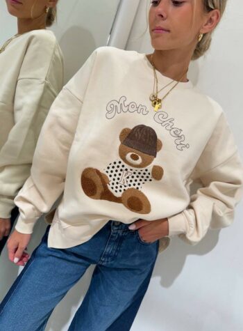 Shop Online Felpa over avorio con patch orsetto Kontatto