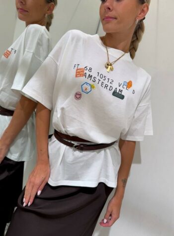 Shop Online T-shirt oversize bianca stampa "Amsterdam" Vicolo