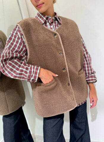 Shop Online Gilet oversize bouclè cioccolato Vicolo