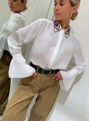 Shop Online Camicia panna con ricamo perline Souvenir