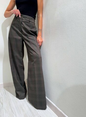 Shop Online Pantalone palazzo principe di galles verde militare Kontatto
