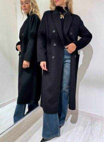 Shop Online Cappotto hand made lungo nero doppiopetto Vicolo