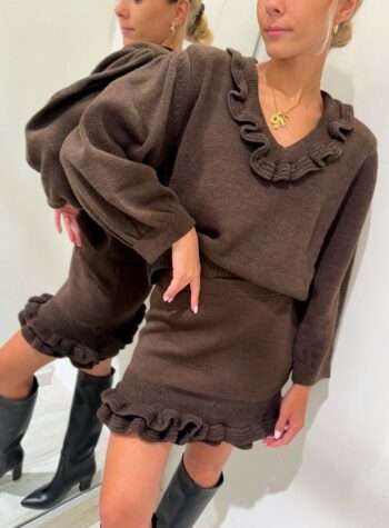 Shop Online Maglia moro con rouches e spalline imbottite HaveOne