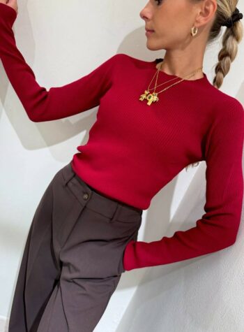 Shop Online Maglia girocollo a coste ciliegia Kontatto