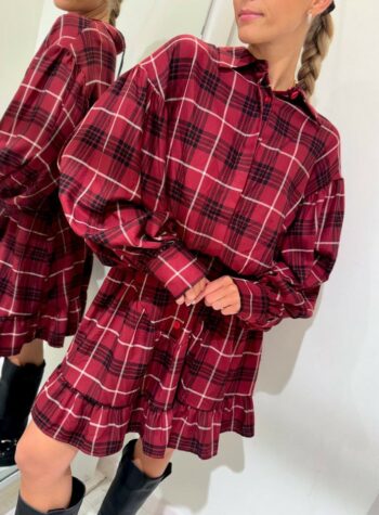 Shop Online Vestito corto volant check rosso Vicolo