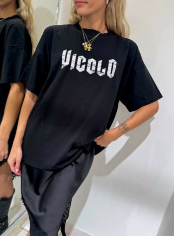Shop Online T-shirt oversize nera logo graffiato Vicolo