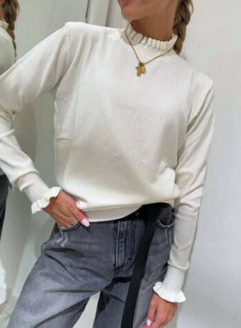 Shop Online Maglia burro con collo rouches HaveOne