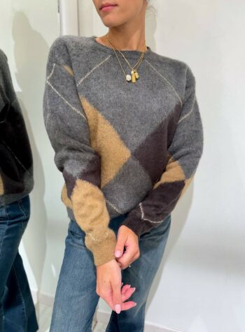 Shop Online Maglione grigio con rombi beige Souvenir