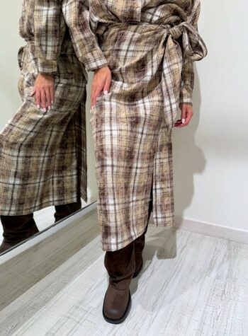 Shop Online Longuette check nocciola con nodo Vicolo