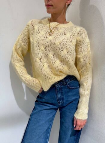 Shop Online Maglione girocollo con trecce giallo pastello Kontatto
