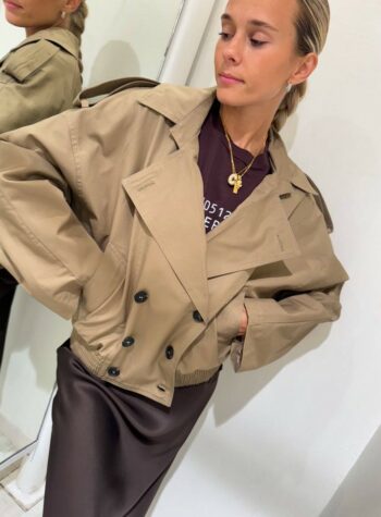 Shop Online Trench corto doppiopetto cachi Vicolo