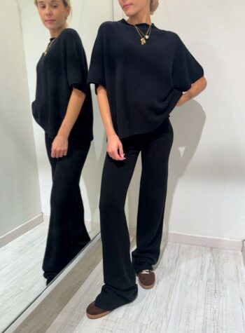 Shop Online Pantalone in maglia nero con elastico Kontatto