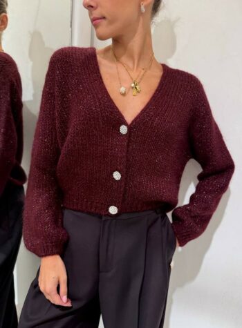 Shop Online Cardigan vino con lurex bottoni gioiello Souvenir