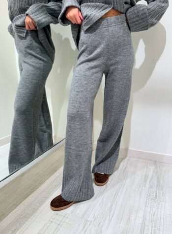 Shop Online Pantalone in maglia grigio costine fondo Souvenir