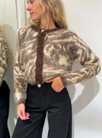 Shop Online Cardigan animalier bottone gioiello Vicolo