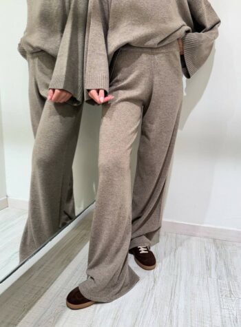 Shop Online Pantalone tortora in maglia misto cachemire Kontatto