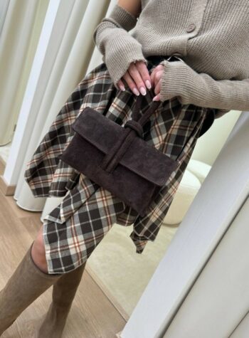 Pochette moro in camoscio con manico intrecciato Shop Online Pochette moro in camoscio con manico intrecciato