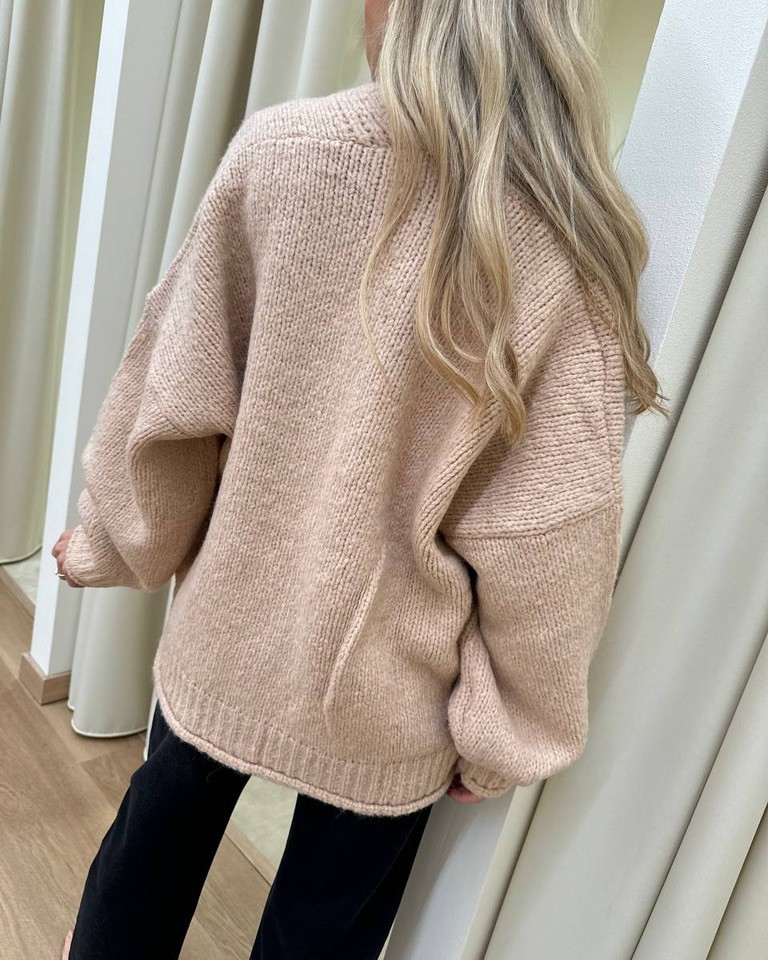 Cardigan oversize in maglia inglese rosa cipria Vicolo Shop Online Cardigan oversize in maglia inglese rosa cipria Vicolo