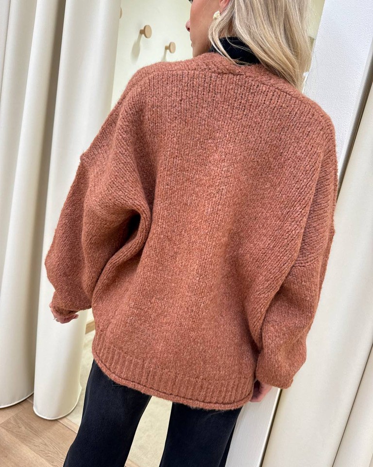 Cardigan oversize in maglia inglese blush Vicolo Shop Online Cardigan oversize in maglia inglese blush Vicolo