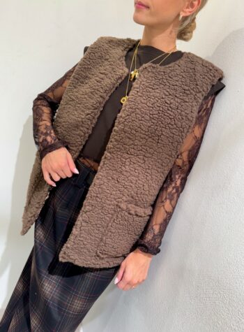 Shop Online Gilet eco pelliccia moro fodera maculata HaveOne