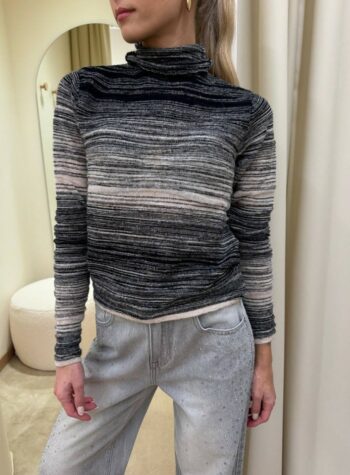 Shop Online Dolcevita rigato nero e grigio AnnaRita N