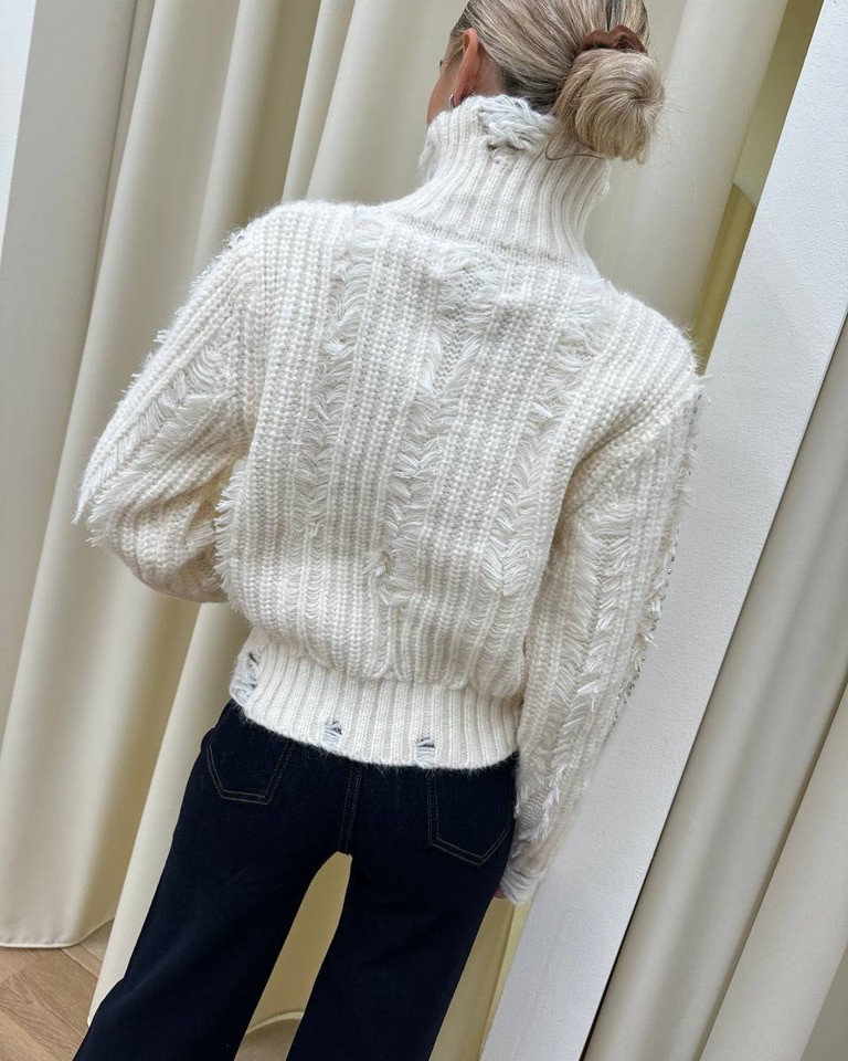 Maglione Laura burro con strass e rotture Odì Odì Shop Online Maglione Laura burro con strass e rotture Odì Odì