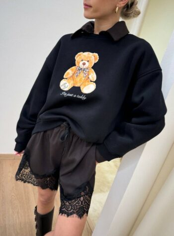 Felpa oversize nera stampa orsetto Vicolo Shop Online Felpa oversize nera stampa orsetto Vicolo
